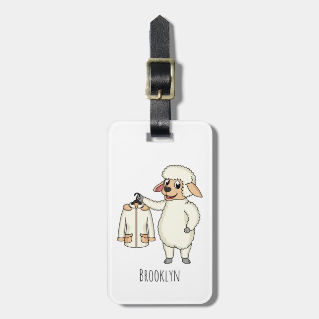 Cute sheep with jacket cartoon  luggage tag (Front Vertical)