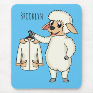 Cute sheep with jacket cartoon  mouse mat