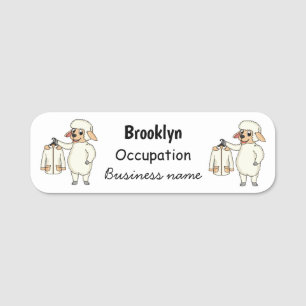 Cute sheep with jacket cartoon name tag