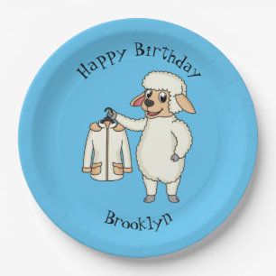 Cute sheep with jacket cartoon paper plate
