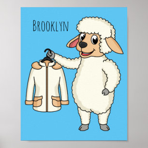 Cute sheep with jacket cartoon poster