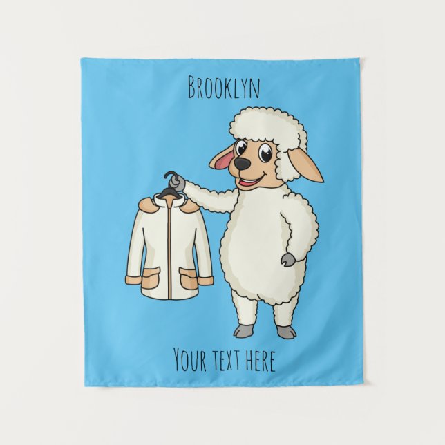 Cute sheep with jacket cartoon tapestry (Front)