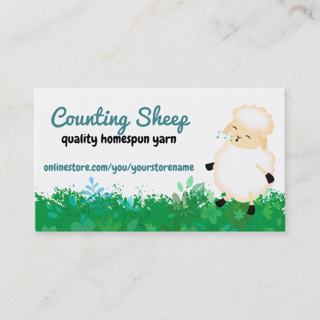 Cute sheep yarn homespun knitting crochet business business card (Front)