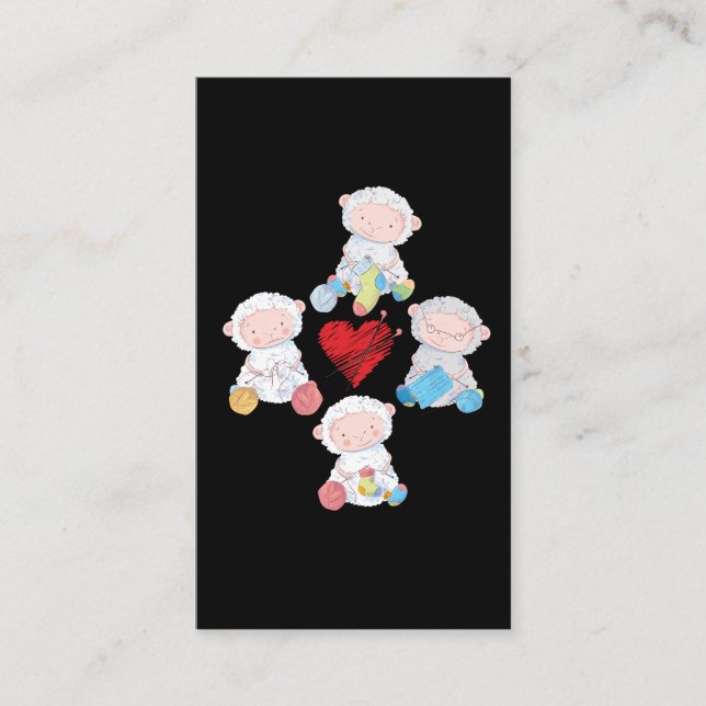 Cute Sheep Yarn Knitting Socks Crochet Grandmother Business Card (Front)