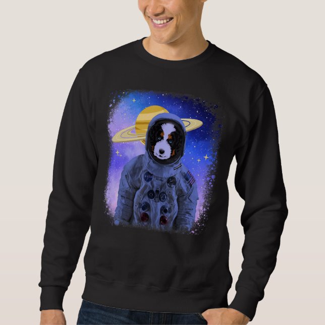 Cute Sheepadoodle Dog & Astronaut Helmet Galaxy Ou Sweatshirt (Front)