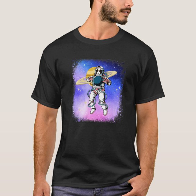 Cute Sheepadoodle Dog & Astronaut Helmet Galaxy Ou T-Shirt (Front)