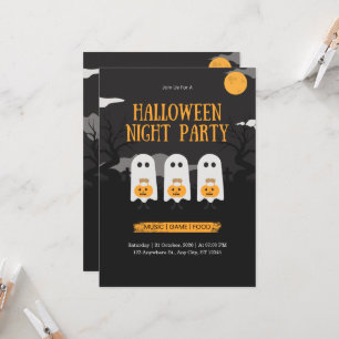 Cute Sheet Ghosts Pumpkin Trick or Treat Halloween Invitation