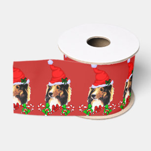 Cute Sheltie Christmas Merry Grosgrain Ribbon