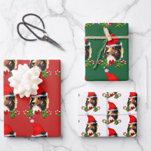 Cute Sheltie Santa Christmas Wrapping Paper Sheet