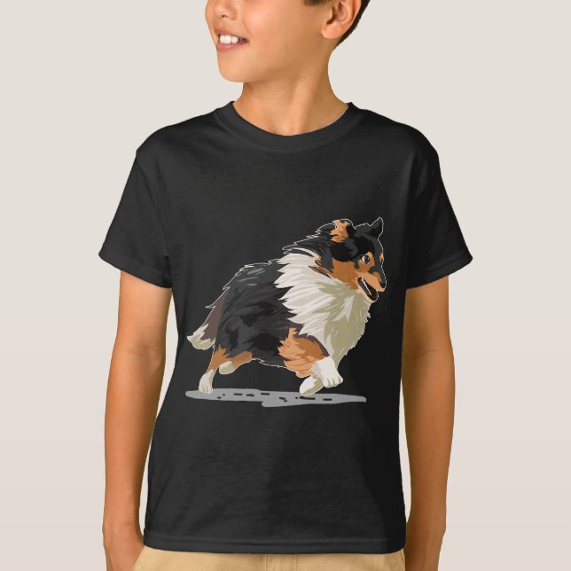 Cute Sheltie Shetland Sheepdog Agility Dog Sport T-Shirt (Front)