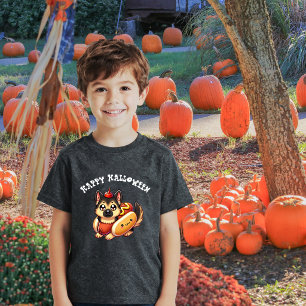 Cute Shepherd Dog with Hot Dog Costume Halloween Tri-Blend Shirt