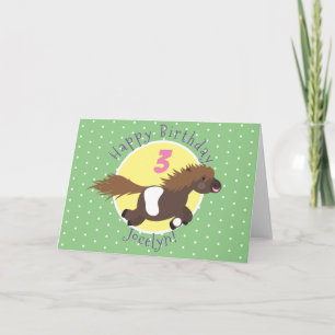 Cute Shetland pony cartoon illustration birthday Card