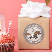 Cute Shetland pony personalised cartoon birthday