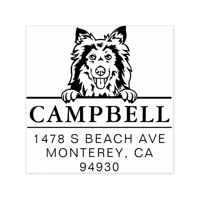 Cute Shetland Sheepdog Custom Dog Address Stamp  (Design)