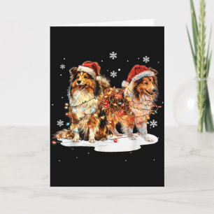 Cute Shetland Sheepdog Dog Christmas Lights Xmas H Card