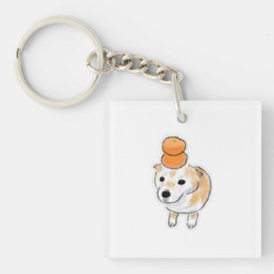 Cute Shiba Dog with Tangerines Mandarins on Head I Key Ring