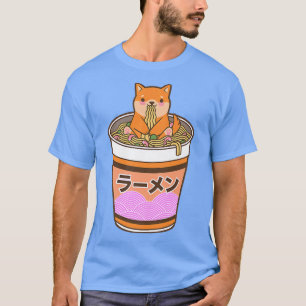 Cute Shiba Eating Ramen Noodles Kawaii Japanese F T-Shirt
