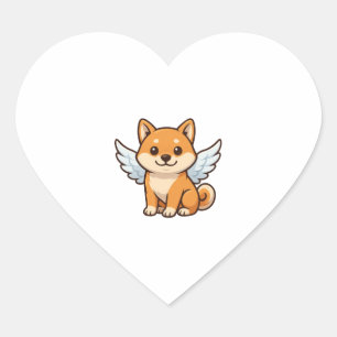 Cute Shiba Inu angel cartoon dog happiness Heart Sticker