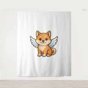 Cute Shiba Inu angel cartoon dog happiness Tapestry