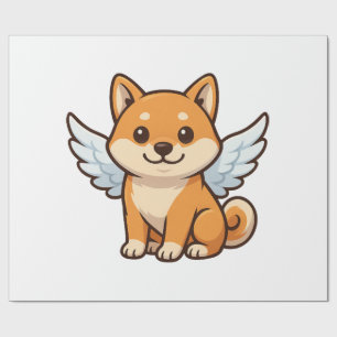 Cute Shiba Inu angel cartoon dog happiness Wrapping Paper
