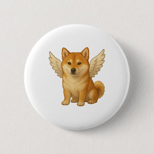 Cute Shiba Inu angel cartoon happy dog 6 Cm Round Badge