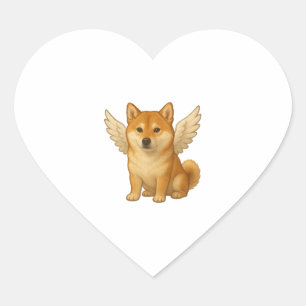 Cute Shiba Inu angel cartoon happy dog Heart Sticker