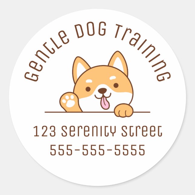 Cute Shiba Inu Corgi Dog Peeking Classic Round Sticker (Front)