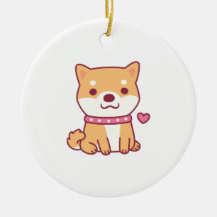 Cute Shiba Inu Dog Ceramic Tree Decoration
