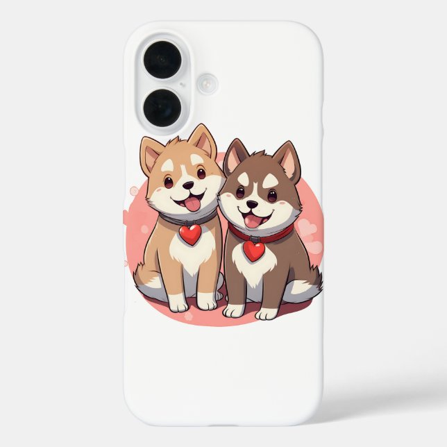 Cute Shiba Inu Dog Couple in Love Case-Mate iPhone Case (Back)