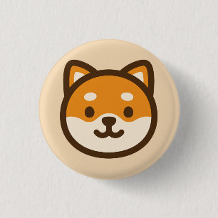 Cute Shiba Inu Dog Face 3 Cm Round Badge