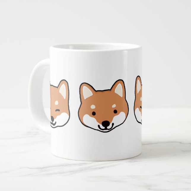 Cute Shiba Inu Dog Faces Large Coffee Mug (Front Left)