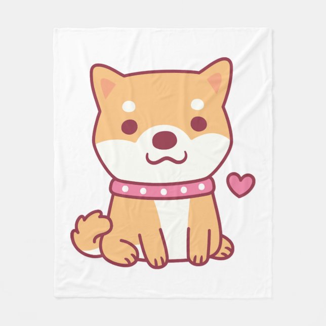 Cute Shiba Inu Dog Fleece Blanket (Front)