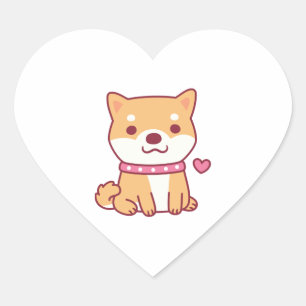 Cute Shiba Inu Dog Heart Sticker
