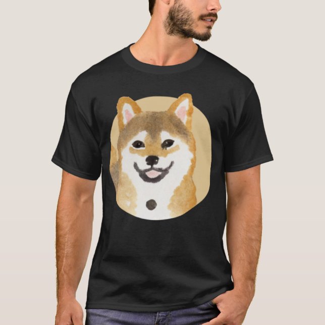Cute Shiba Inu Dog   Japanese Painting Minimal T-Shirt (Front)