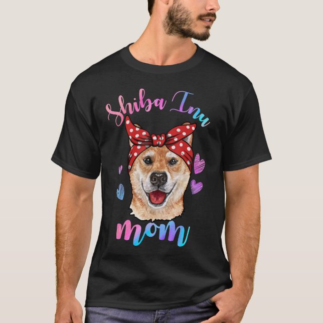 Cute Shiba Inu Dog Mum Mama Puppy  Mother T-Shirt (Front)