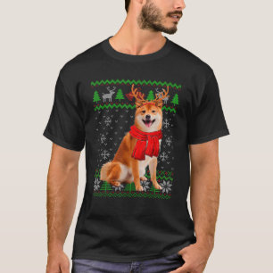 Cute Shiba Inu Dog Reindeer Ugly Christmas Sweater