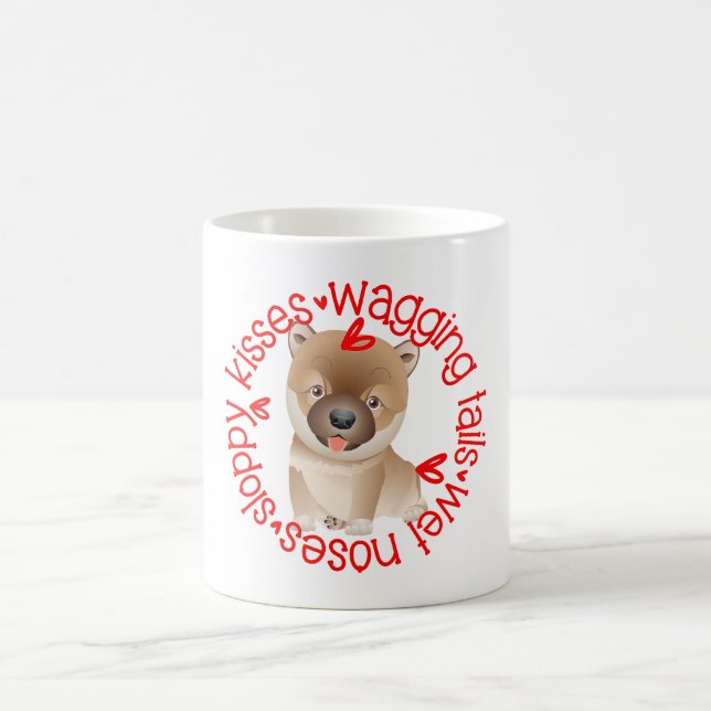 Cute Shiba Inu dog, sloppy kisses Coffee Mug (Center)