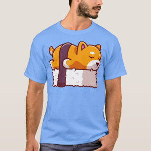 Cute Shiba Inu Dog Sushi Cartoon T-Shirt