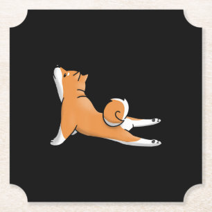 Cute shiba inu dog   yoga pose   birthday gift paper coaster