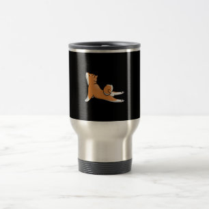 Cute shiba inu dog yoga pose birthday gift travel mug