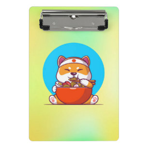 Cute Shiba Inu Eating Ramen Noodle Cartoon-23054 Mini Clipboard