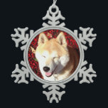 Cute Shiba Inu-Geiso Snowflake Pewter Christmas Ornament<br><div class="desc">Name -Geiso- shiva inn dog photo template</div>