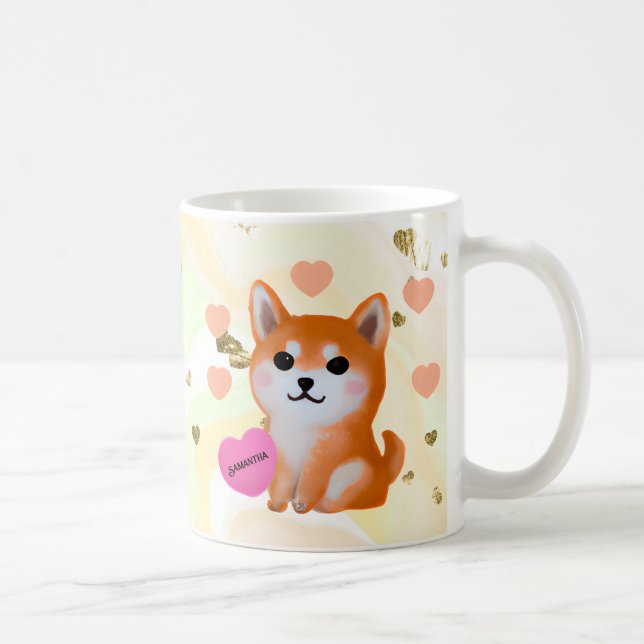 Cute Shiba Inu Hearts | For Dog Lover Coffee Mug (Right)