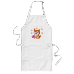Cute Shiba Inu Hearts   For Dog Lover Long Apron