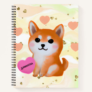 Cute Shiba Inu Hearts   For Dog Lover Notebook