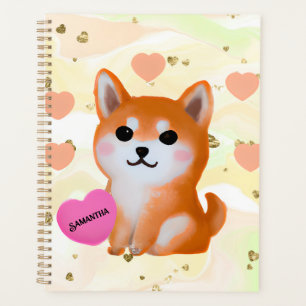 Cute Shiba Inu Hearts   For Dog Lover Planner
