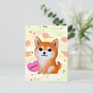 Cute Shiba Inu Hearts   For Dog Lover Postcard