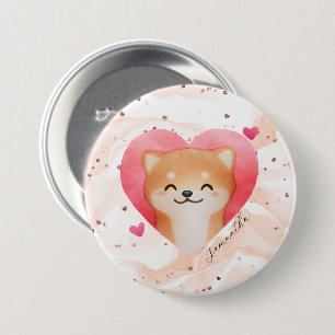 Cute Shiba Inu in a Heart 7.5 Cm Round Badge