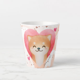 Cute Shiba Inu in a Heart Latte Mug