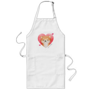 Cute Shiba Inu in a Heart Long Apron